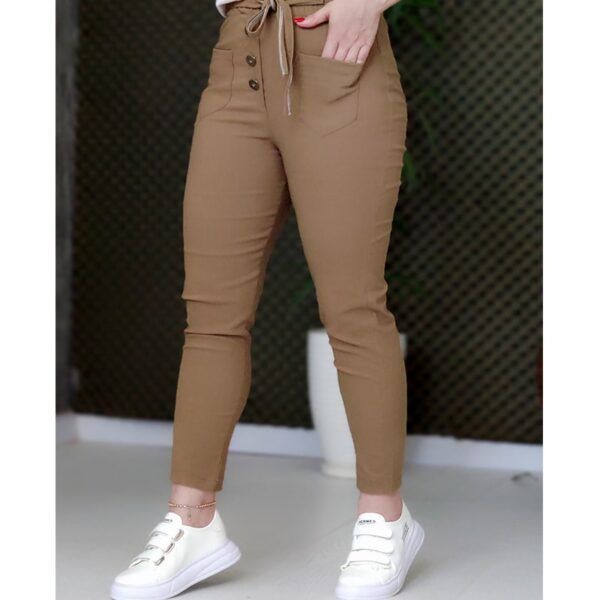 شلوار مام فیت نسکافه ای جلو جیب - مانتو پاتریس رشت