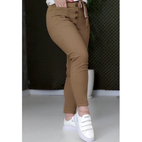 شلوار مام فیت نسکافه ای جلو جیب - مانتو پاتریس رشت