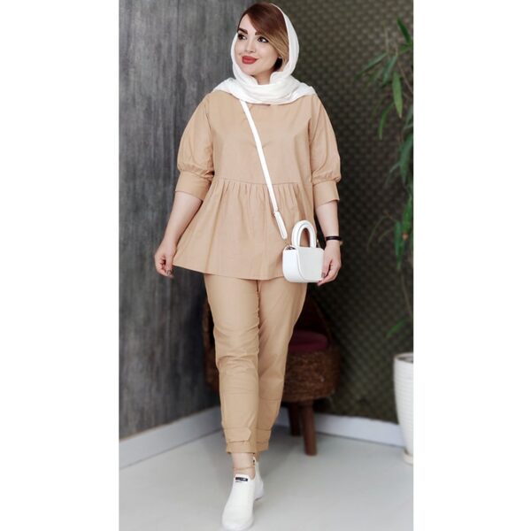 ست مانتو شلوار چین دار لنین