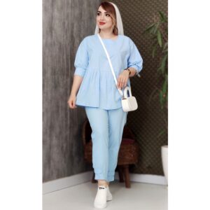 ست مانتو شلوار چین دار لنین