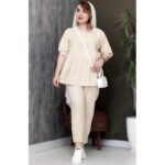 ست مانتو شلوار چین دار لنین