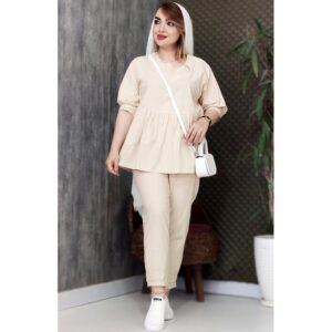 ست مانتو شلوار چین دار لنین