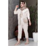 ست مانتو شلوار لنین طرحدار چهار دکمه - مانتو پاتریس رشت