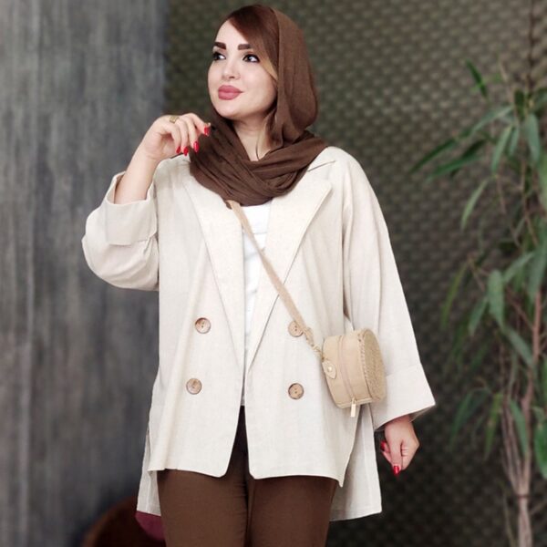 مانتو لنین نچرال دکمه چوبی