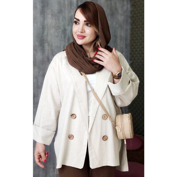 مانتو لنین نچرال دکمه چوبی - مانتو پاتریس رشت