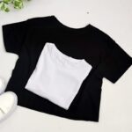 تیشرت کراپ نخ پنبه سفید مشکی - مانتو پاتریس رشت