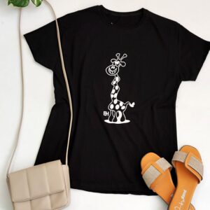 تیشرت مشکی چاپی زرافه