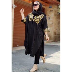 مانتو پانچ بلند مشکی - مانتو پاتریس رشت