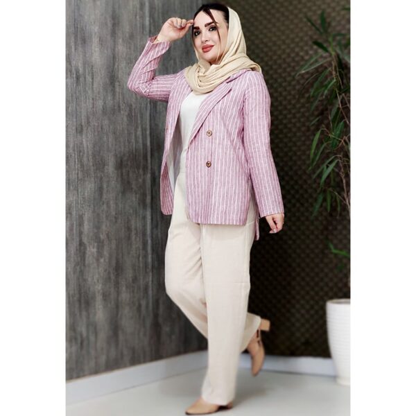 ست کت شلوار راه راه لینن