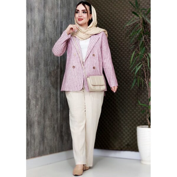 ست کت شلوار راه راه لینن - مانتو پاتریس رشت