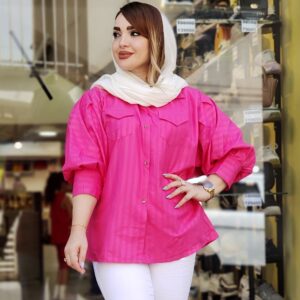 شومیز مانتویی آستین پفی