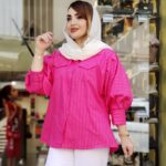 شومیز مانتویی آستین پفی