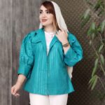 شومیز مانتویی آستین پفی