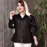 شومیز مانتویی آستین پفی