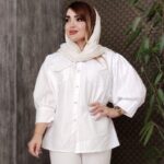 شومیز مانتویی آستین پفی