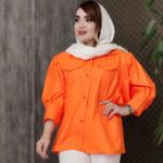 شومیز مانتویی آستین پفی