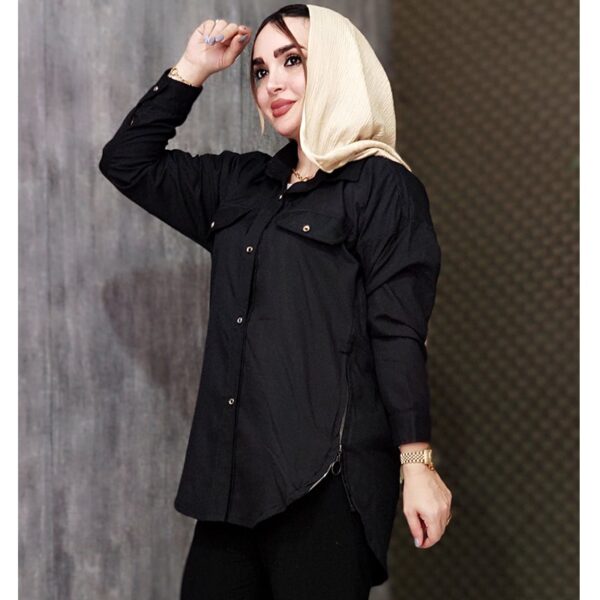 مانتو مشکی بغل زیپ - مانتو پاتریس رشت