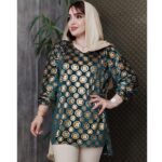 تونیک مخمل طلاکوب فندی - مانتو پاتریس رشت