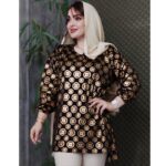 تونیک مخمل طلاکوب فندی - مانتو پاتریس رشت