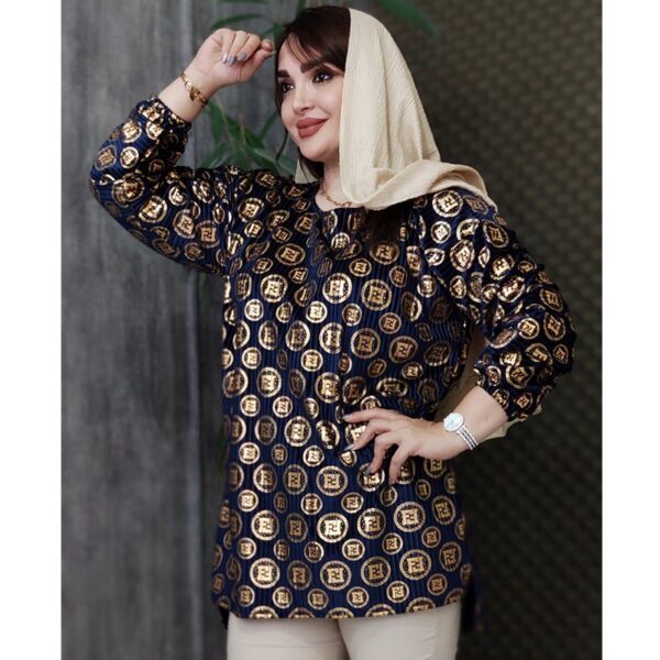 تونیک مخمل طلاکوب فندی - مانتو پاتریس رشت