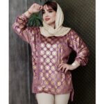 تونیک مخمل طلاکوب فندی - مانتو پاتریس رشت