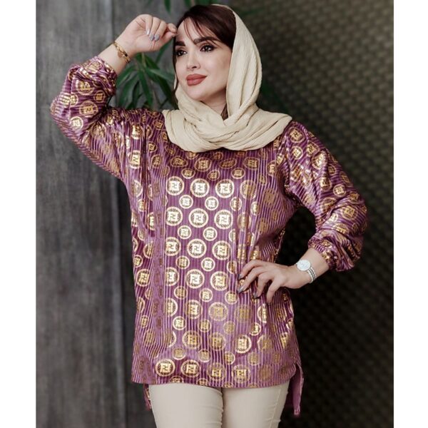 30200237-04-min تونیک مخمل طلاکوب فندی - مانتو پاتریس رشت