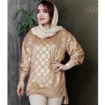 تونیک مخمل طلاکوب فندی - مانتو پاتریس رشت