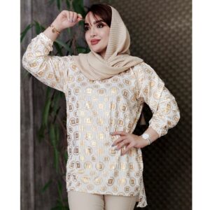 تونیک مخمل طلاکوب فندی - مانتو پاتریس رشت