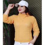 بلوز بافت کراپ یقه اسکی - مانتو پاتریس رشت