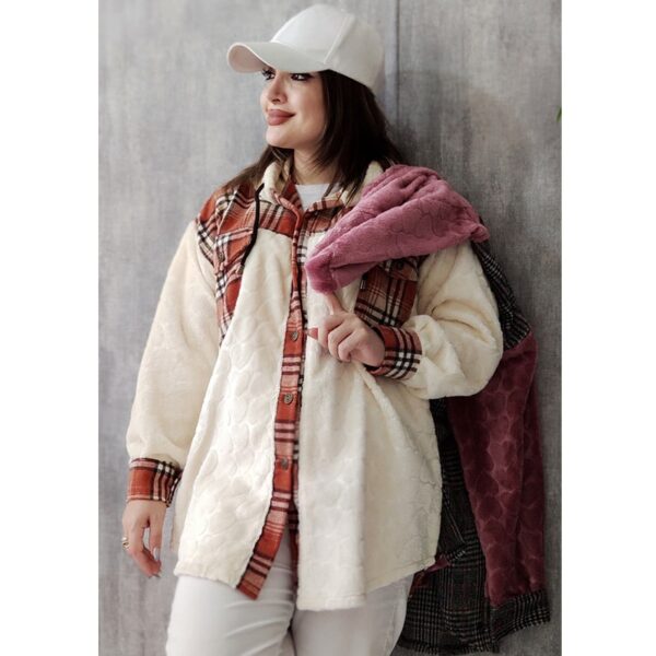 سویشرت تدی چهارخونه قلبی - مانتو پاتریس رشت