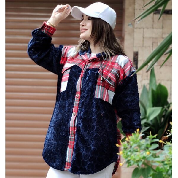 سویشرت تدی چهارخونه قلبی - مانتو پاتریس رشت