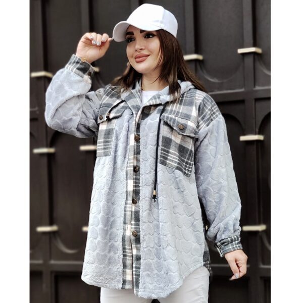 سویشرت تدی چهارخونه قلبی - مانتو پاتریس رشت