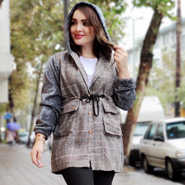 پالتو چهارخونه آستین تدی - مانتو پاتریس رشت