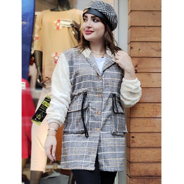 پالتو چهارخونه آستین تدی - مانتو پاتریس رشت