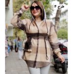 شکت کلاهدار چهارخونه - مانتو پاتریس رشت