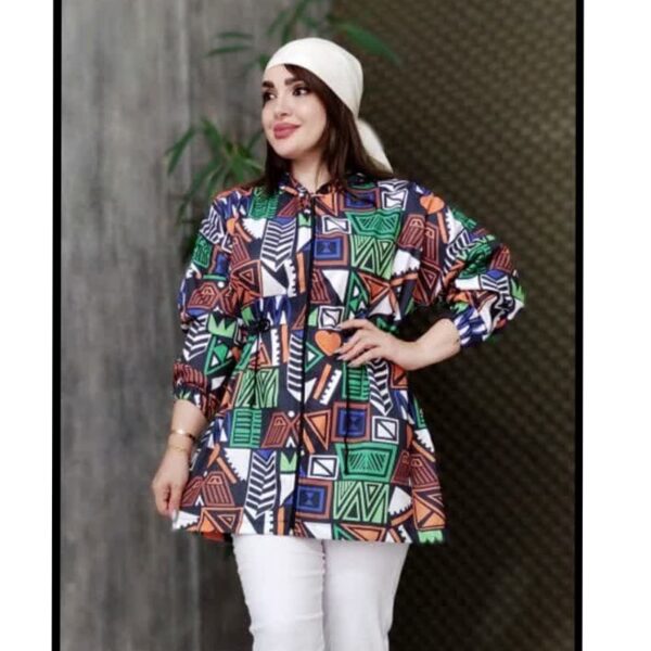 مانتو طرحدار هندسی 414006 - Image 2