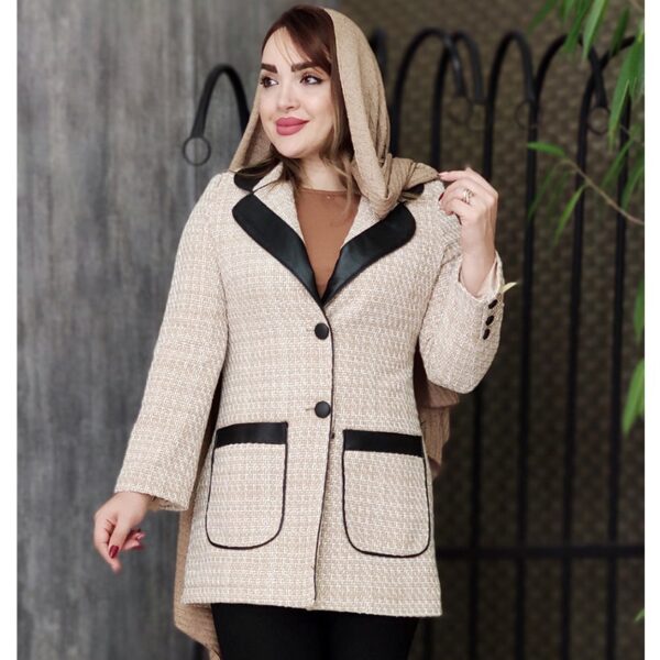 مانتو شانل کتی یقه چرم - مانتو پاتریس رشت