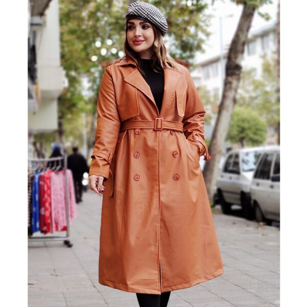 پالتو چرم بلند 6 دکمه - مانتو پاتریس رشت