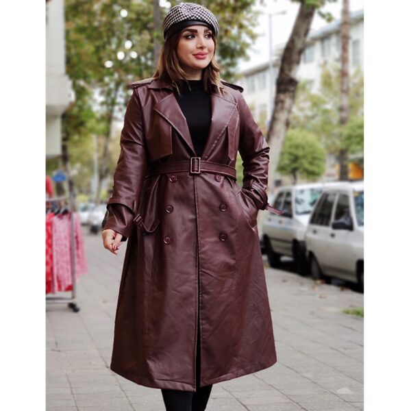 پالتو چرم بلند 6 دکمه - مانتو پاتریس رشت