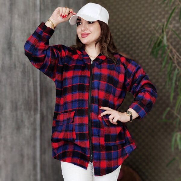 مانتو چهارخونه کلاهدار - مانتو پاتریس رشت