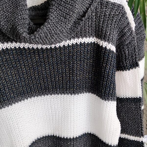 بلوز بافت کراپ یقه شل راه راه