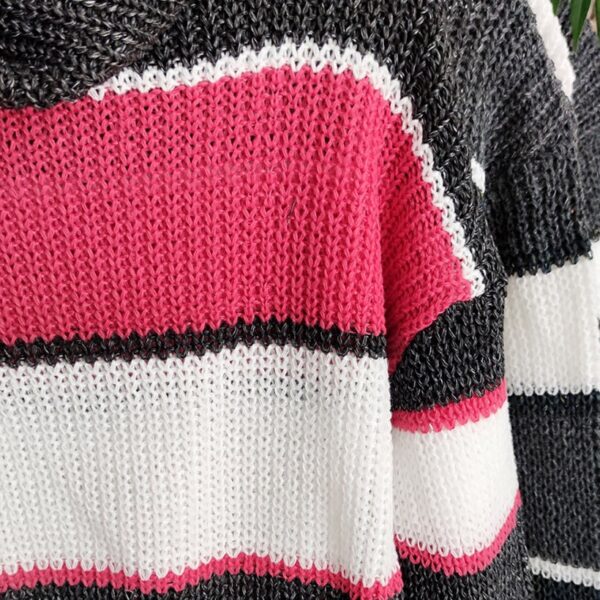 بلوز بافت کراپ یقه شل راه راه