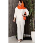 ست تونیک شلوار سفید میکس-