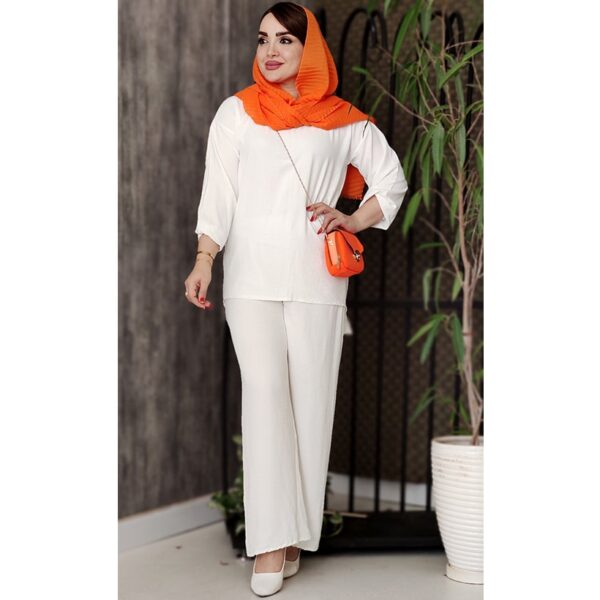 ست تونیک شلوار سفید میکس-