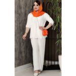ست تونیک شلوار سفید میکس-