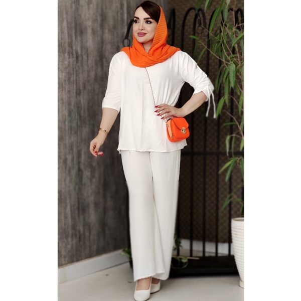 ست تونیک شلوار سفید میکس-