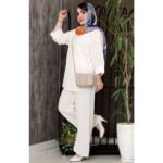 ست تونیک شلوار سفید میکس- مانتو پاتریس رشت