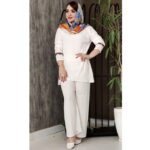 ست تونیک شلوار سفید میکس-