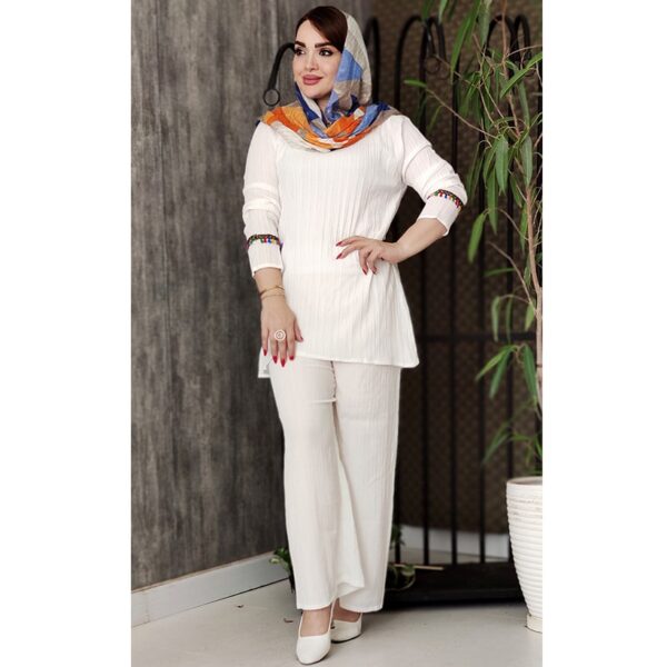 ست تونیک شلوار سفید میکس-