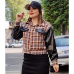 کت چهارخونه آستین چرم - مانتو پاتریس رشت